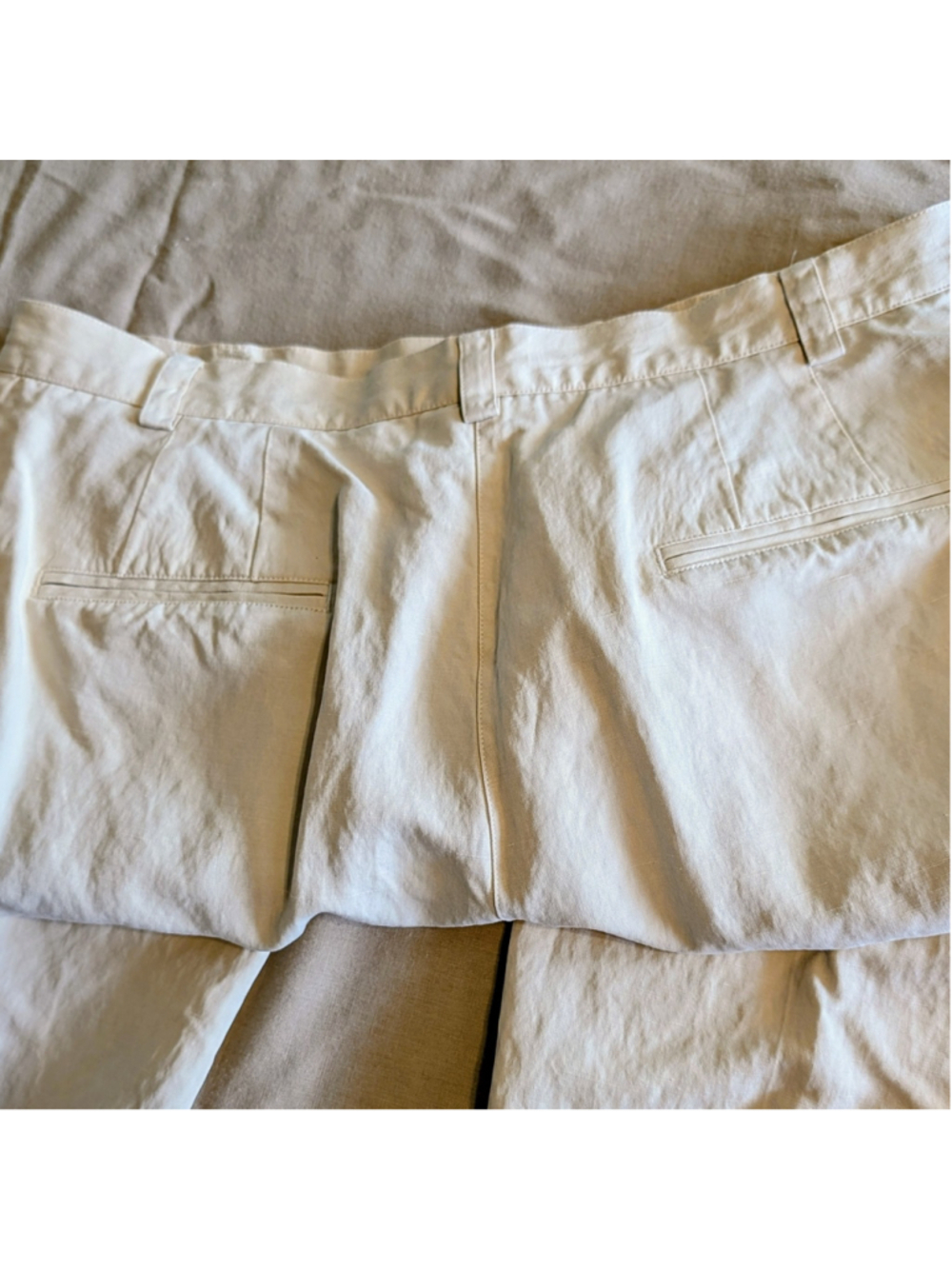 Liz Claiborne LizGolf Silk Linen Pants Beige Straight Leg Minimal Quiet Luxury - Picture 7 of 12